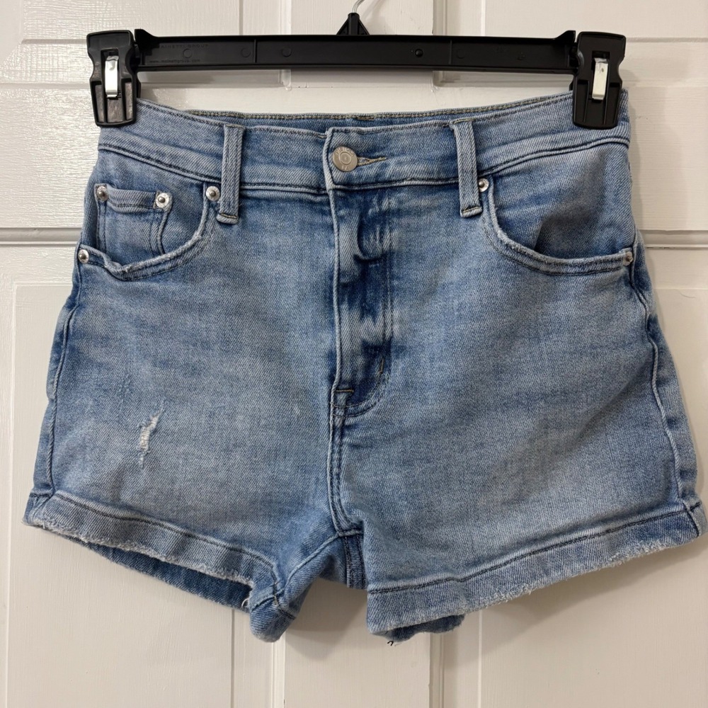 Pistola Denim Shorts 25 Blue Distressed Hem Summer Stretch
